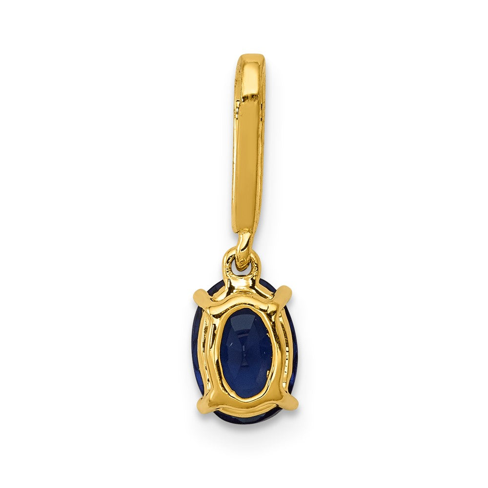 14k Diamond and Oval 1.04 Oval Sapphire Pendant