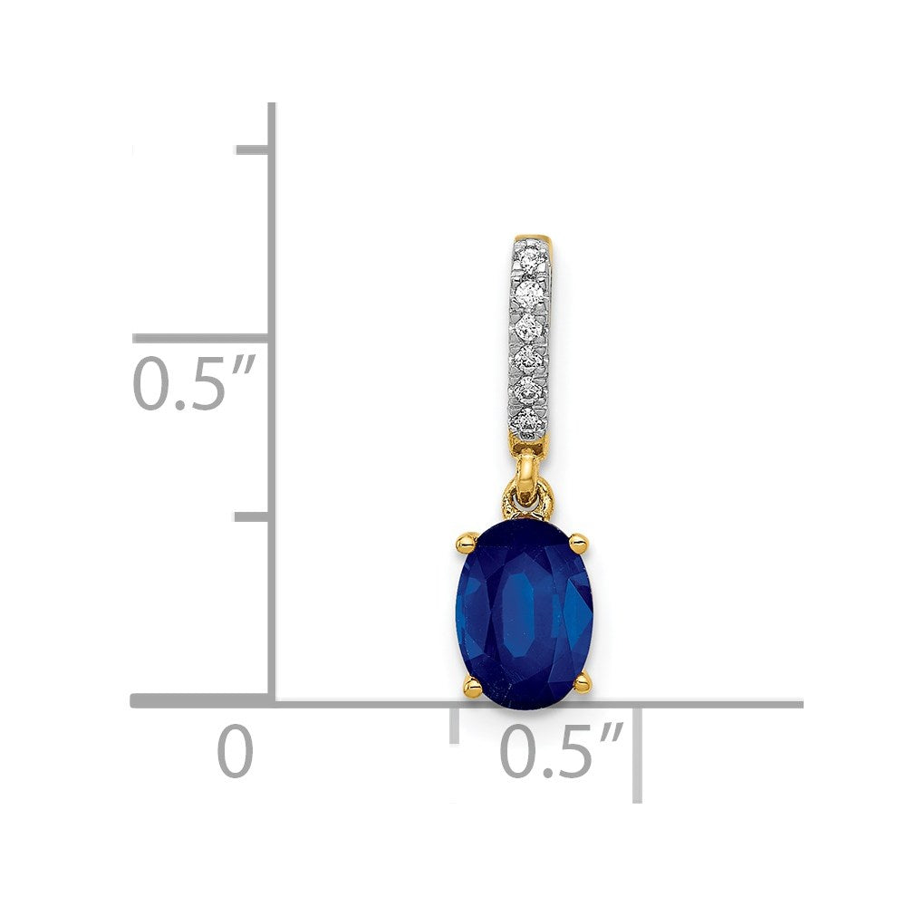 14k Diamond and Oval 1.04 Oval Sapphire Pendant