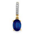 14k Diamond and Oval 1.04 Oval Sapphire Pendant