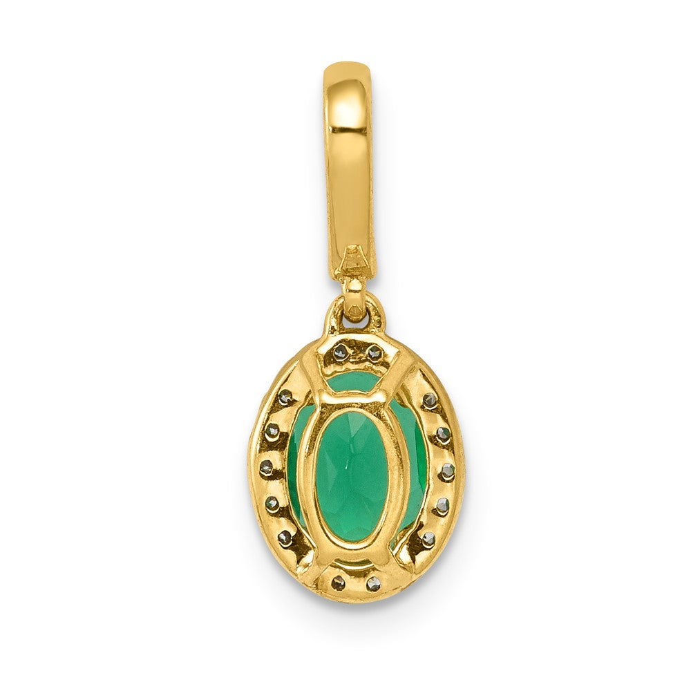 14k Diamond and Oval Emerald Halo Pendant