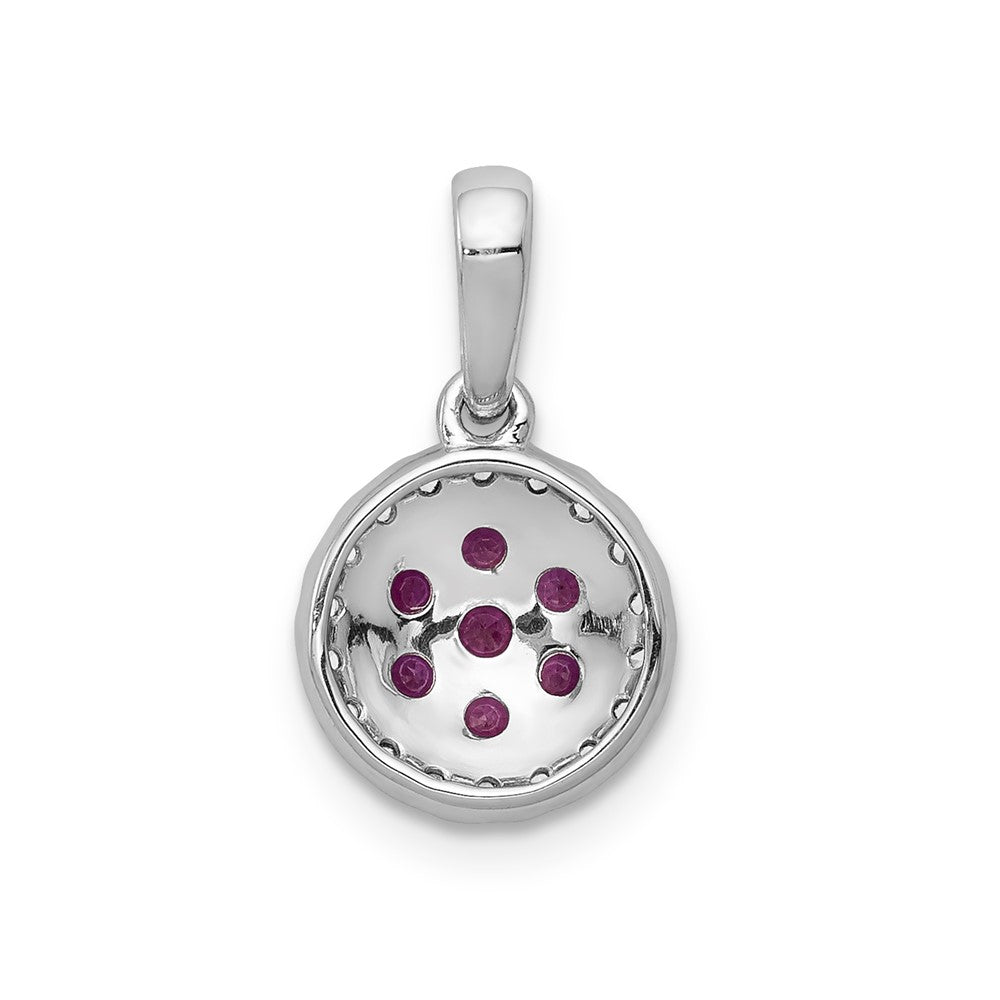 14k White Gold Diamond and .28 Ruby Circle Pendant