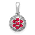 14k White Gold Diamond and .28 Ruby Circle Pendant