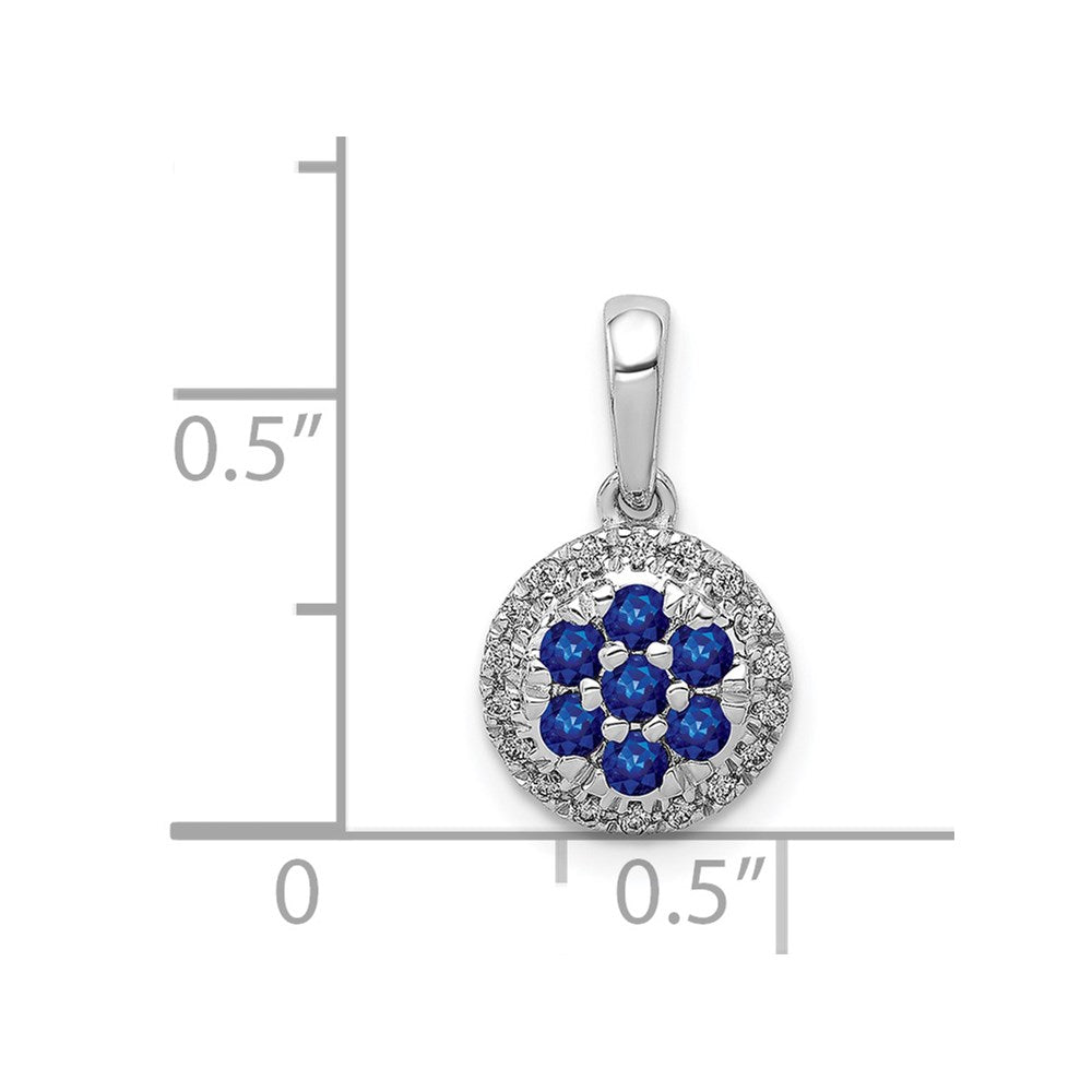 14k White Gold Diamond and Sapphire Circle Pendant
