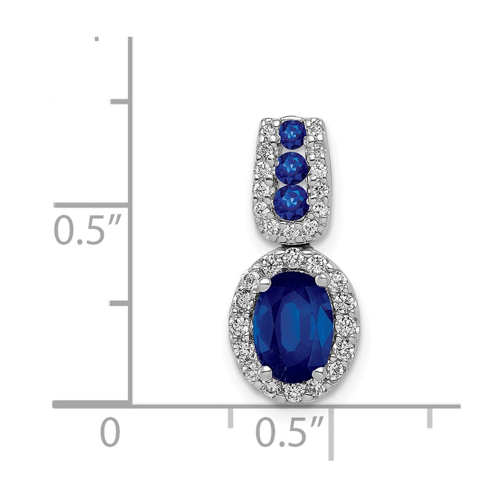 14k White Gold Diamond and 1.30 Oval Sapphire Halo Pendant