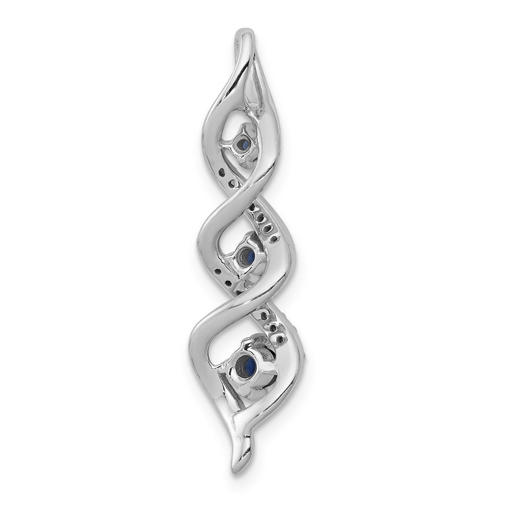 14k White Gold Diamond/.26 Sapphire 3-stone Twisted Chain Slide
