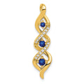 14k Diamond and .26 Sapphire 3-stone Twisted Chain Slide