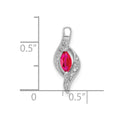10k White Gold Diamond and Marquise .25 Ruby Pendant