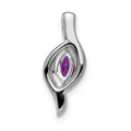 14k White Gold Diamond and Marquise .25 Ruby Pendant