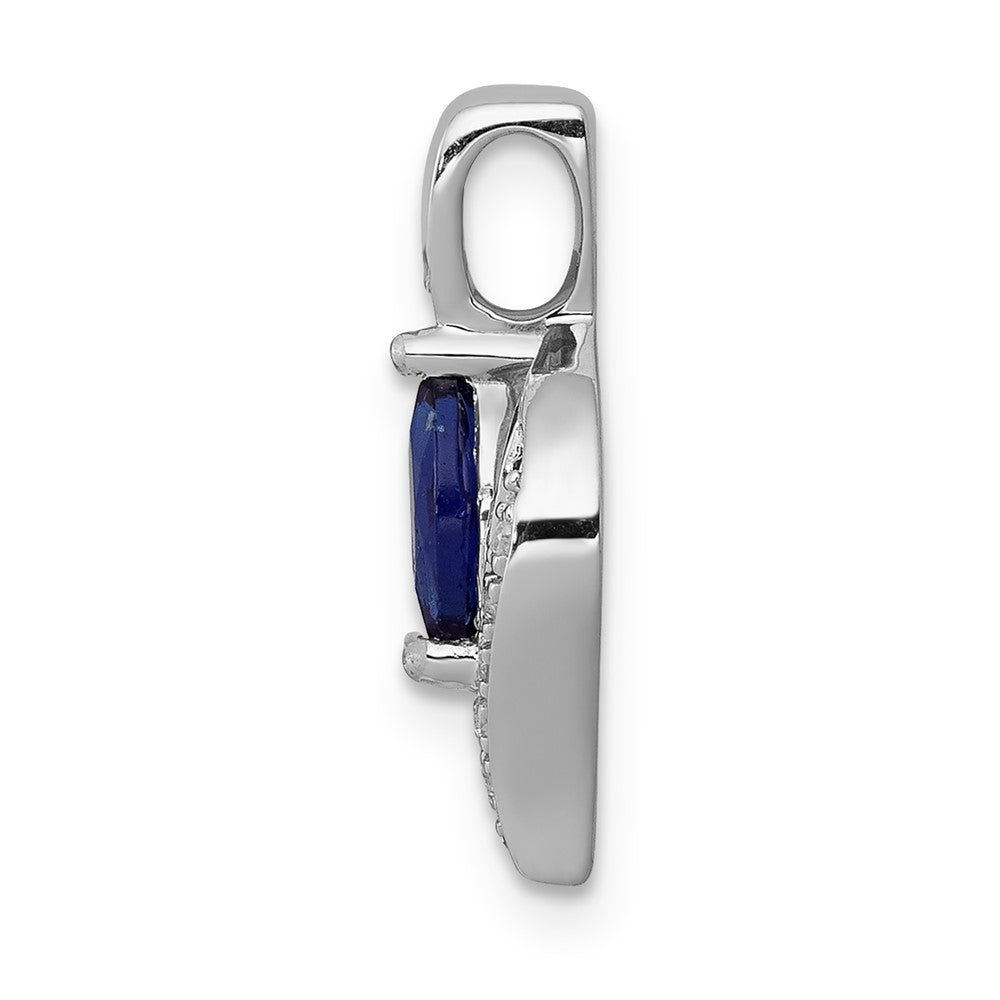 14k White Gold Diamond and Marquise .29 Sapphire Pendant