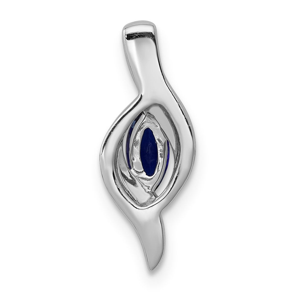 14k White Gold Diamond and Marquise .29 Sapphire Pendant