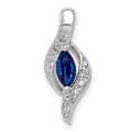14k White Gold Diamond and Marquise .29 Sapphire Pendant