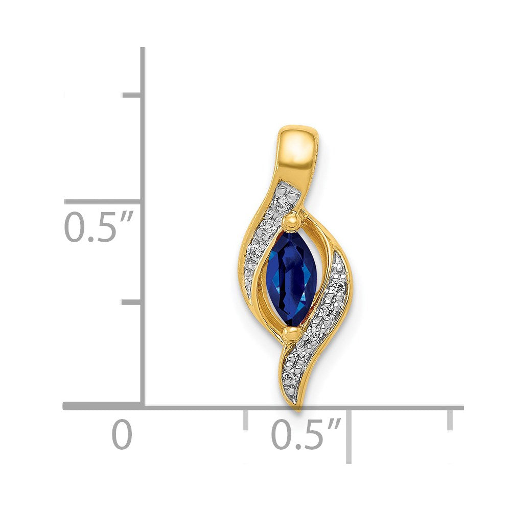 14k Diamond and Marquise .29 Sapphire Pendant
