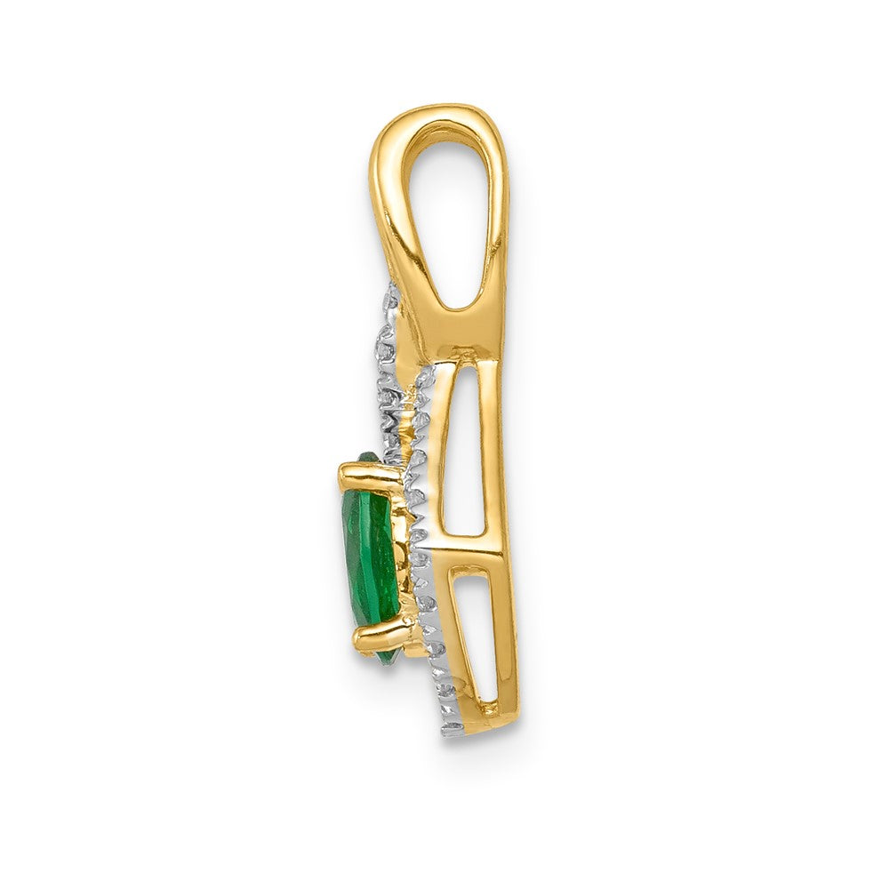 14k Fancy Diamond and Oval Emerald Pendant