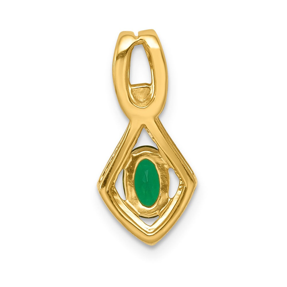 14k Fancy Diamond and Oval Emerald Pendant