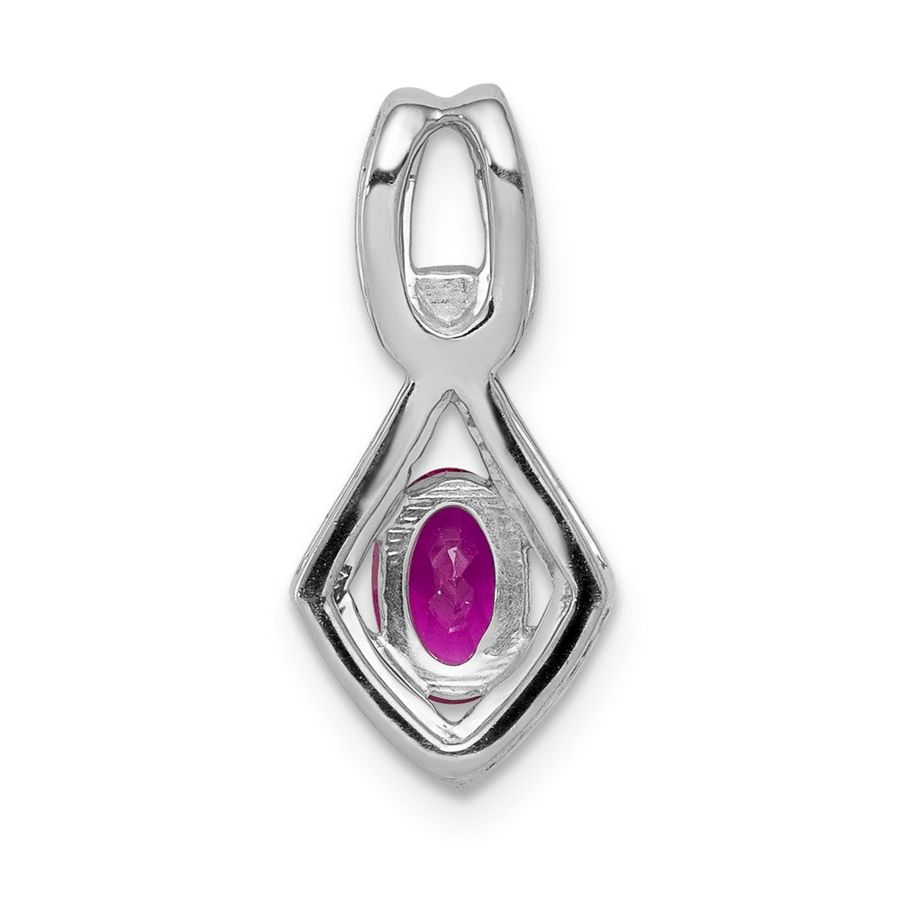 14k White Gold Diamond and .62 Oval Ruby Pendant