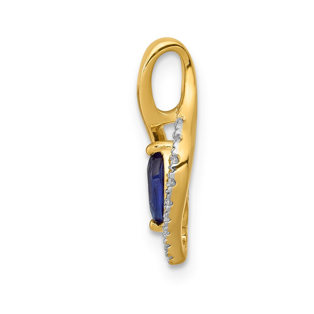 14k Diamond and Marquise .37 Sapphire Pendant