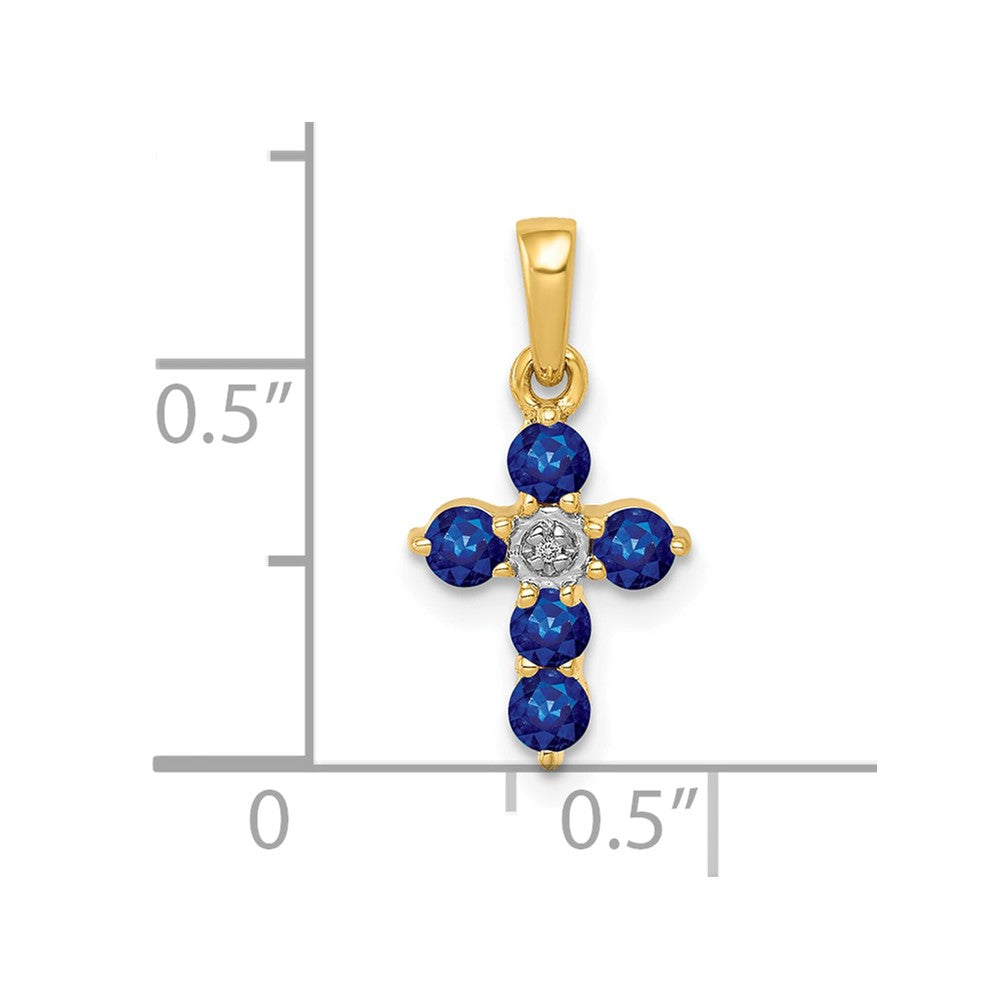 10K Sapphire and Diamond Cross Pendant