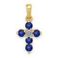 14k Sapphire and Diamond Cross Pendant