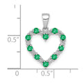10k White Gold Diamond and Emerald Heart Pendant