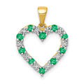 14k Diamond and Emerald Heart Pendant