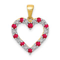 14k Diamond and .35 Ruby Heart Pendant