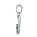 14k White Gold Diamond and Emerald Heart and Flower Pendant