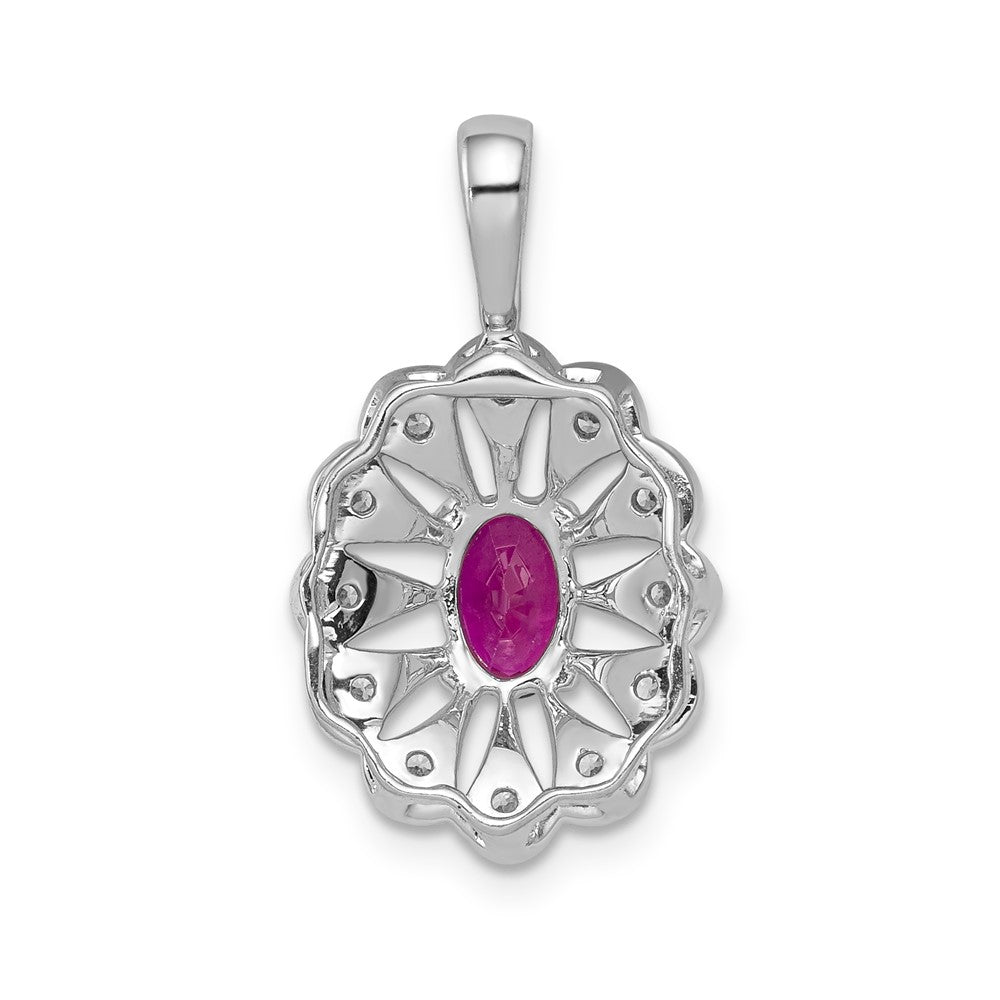 14k White Gold 1/6ct. Diamond and .70 Ruby Fancy Pendant