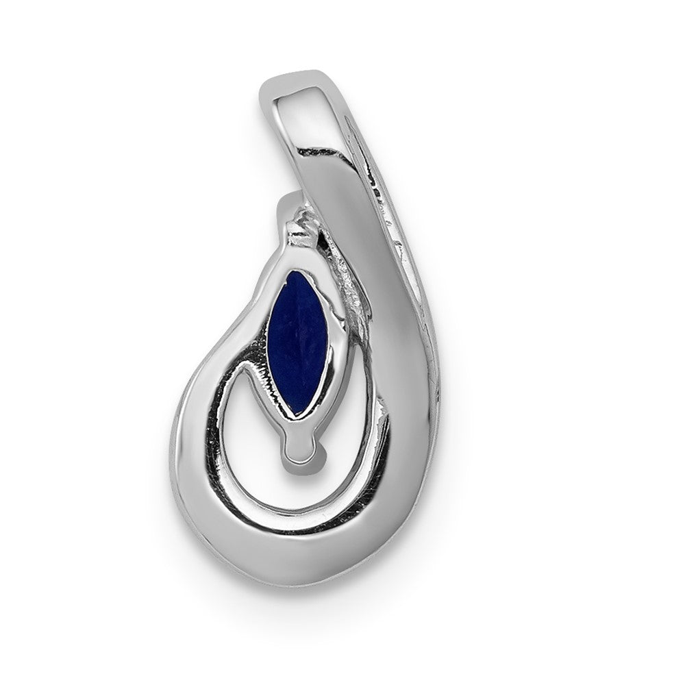 14k White Gold Diamond and .28 Sapphire Teardrop Slide