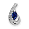 14k White Gold Diamond and .28 Sapphire Teardrop Slide
