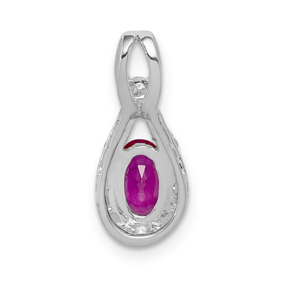 14k White Gold Diamond and Oval .50 Ruby Pendant