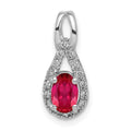 14k White Gold Diamond and Oval .50 Ruby Pendant