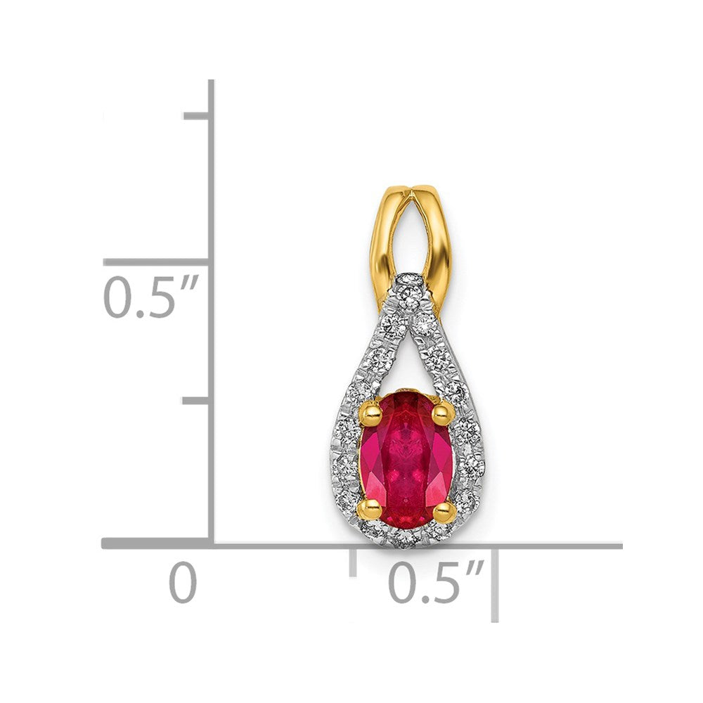 14k Diamond and Oval .50 Ruby Pendant