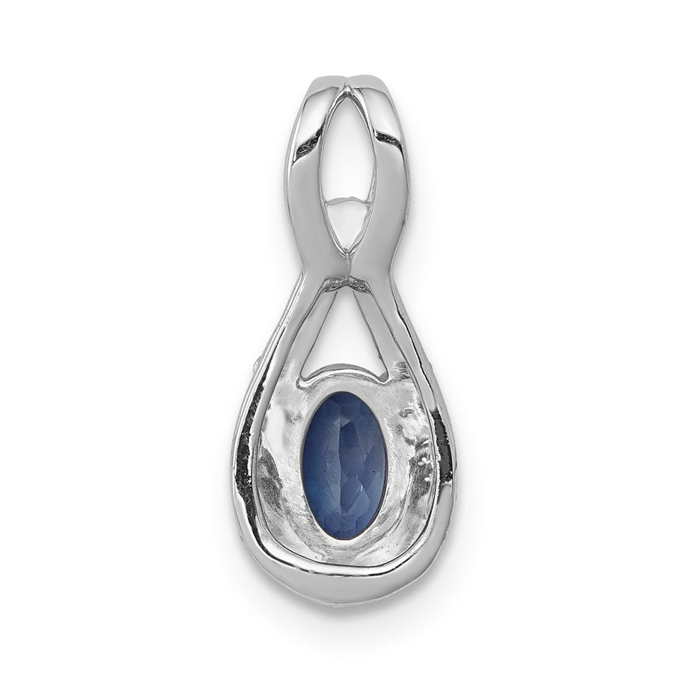 14k White Gold Diamond and Sapphire Teardrop Halo Pendant
