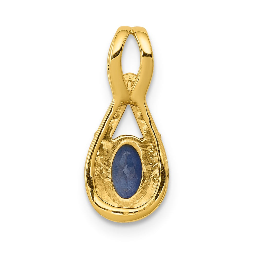 14k Diamond and Sapphire Teardrop Halo Pendant