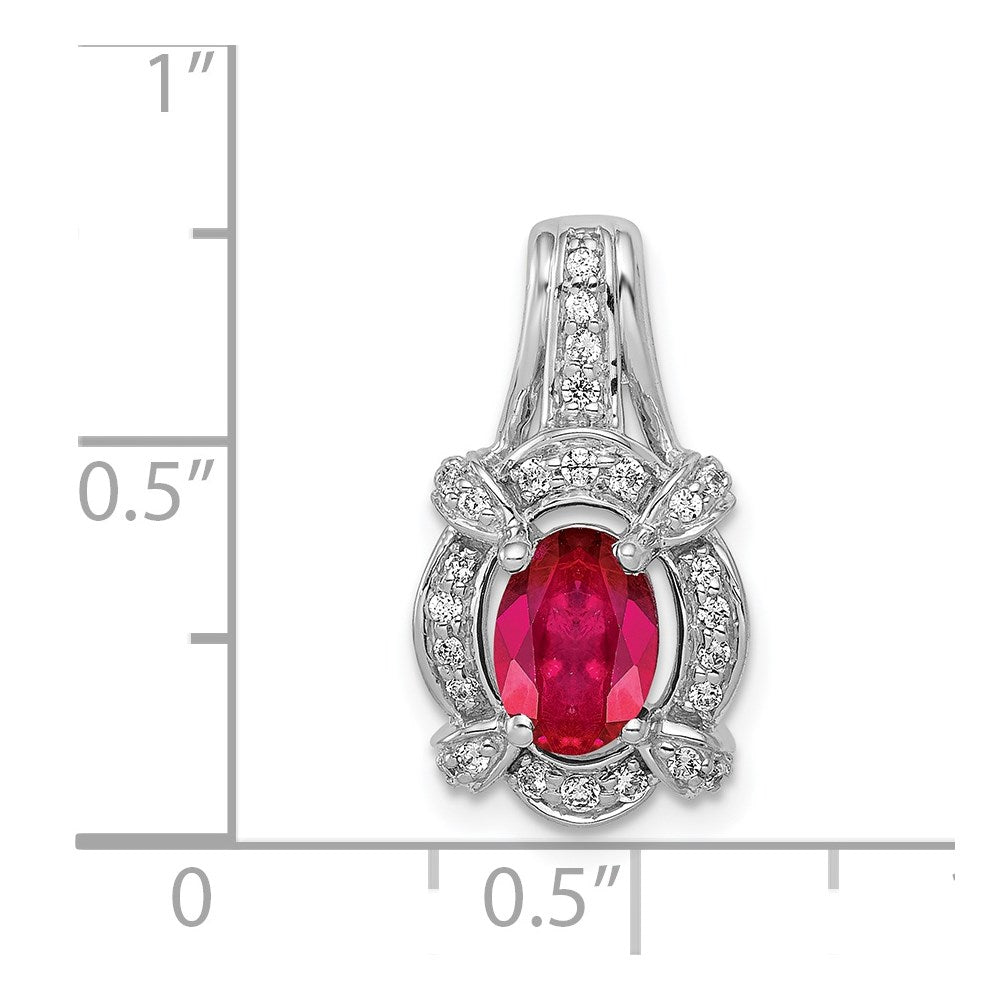 14k White Gold 1/5ct. Diamond and 1.10 Ruby Pendant