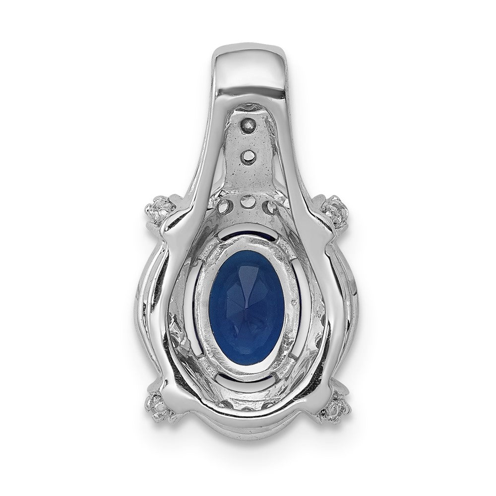 14k White Gold Diamond and Sapphire Fancy Oval Pendant