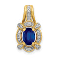 14k Diamond and Sapphire Fancy Oval Pendant