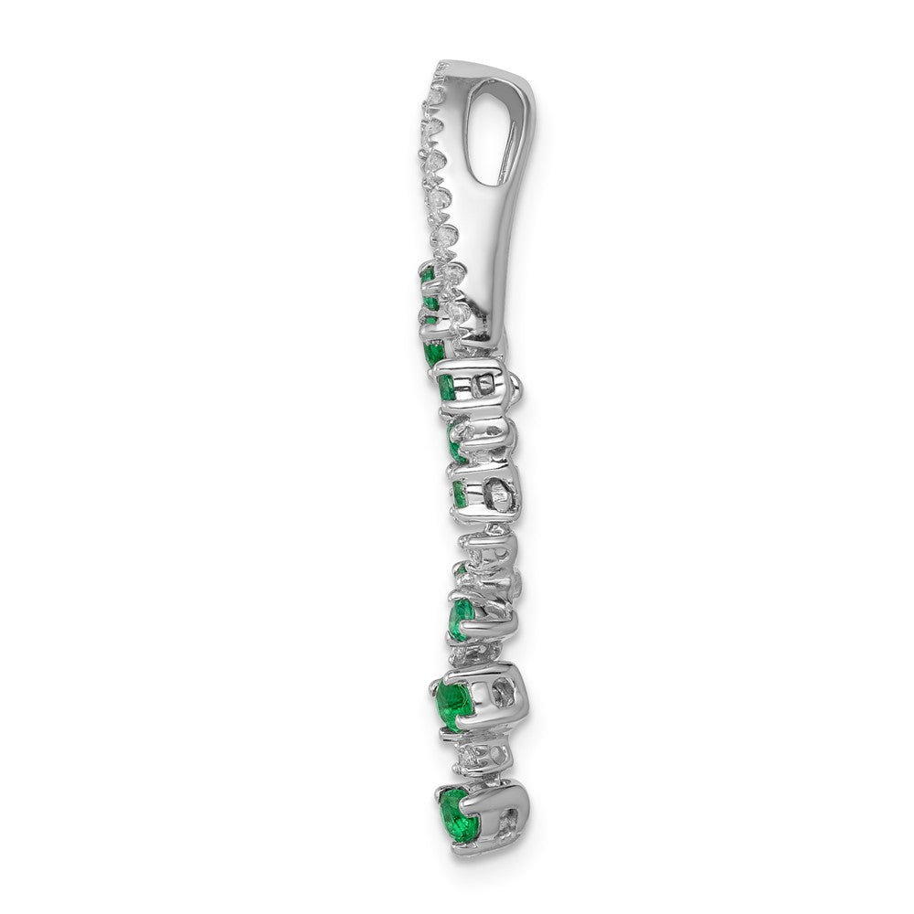14k White Gold Fancy Diamond and Emerald Chain Slide