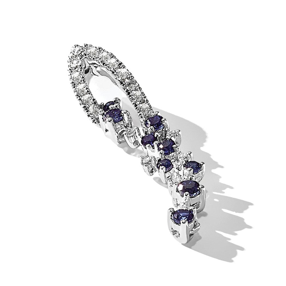 14k White Gold 1/5ct. Diamond and .36 Sapphire Chain Slide