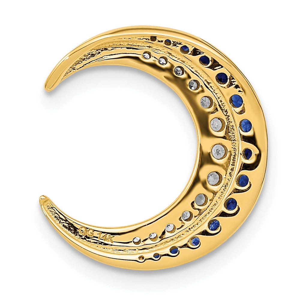 14k Polished Moon Sapphire and Diamond Chain Slide