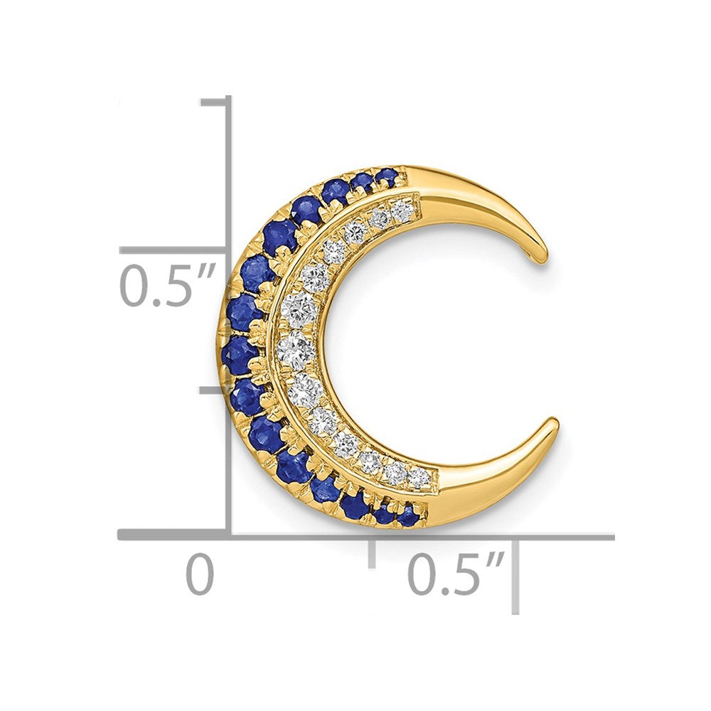 14k Polished Moon Sapphire and Diamond Chain Slide