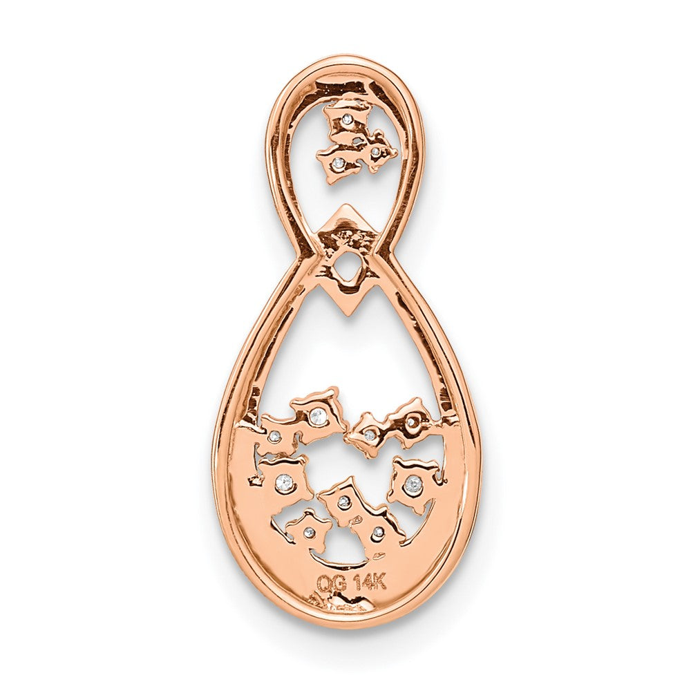 14k Rose Gold Polished Diamond Double Teardrop Chain Slide