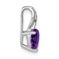 14k White Gold Heart Amethyst and Diamond Pendant