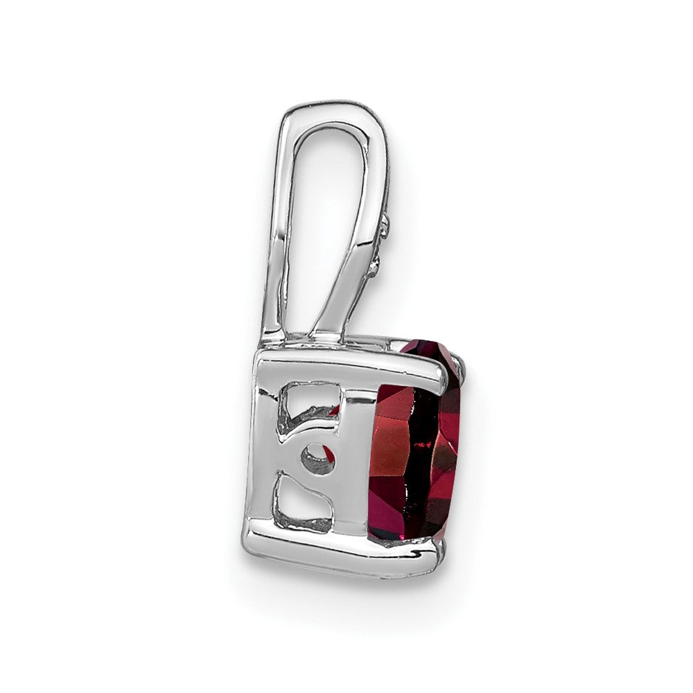 14k White Gold Heart Garnet and Diamond Pendant