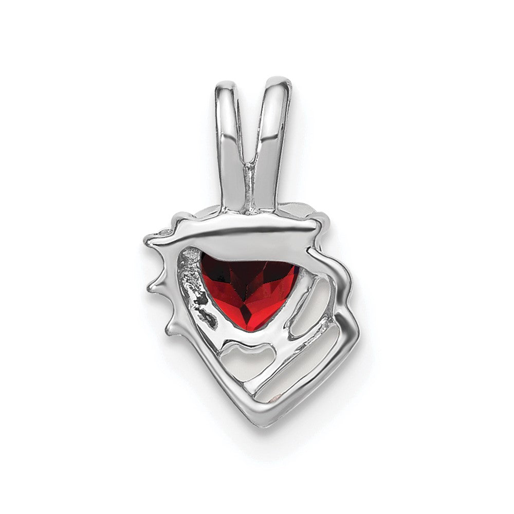 14k White Gold Garnet and Diamond Pendant