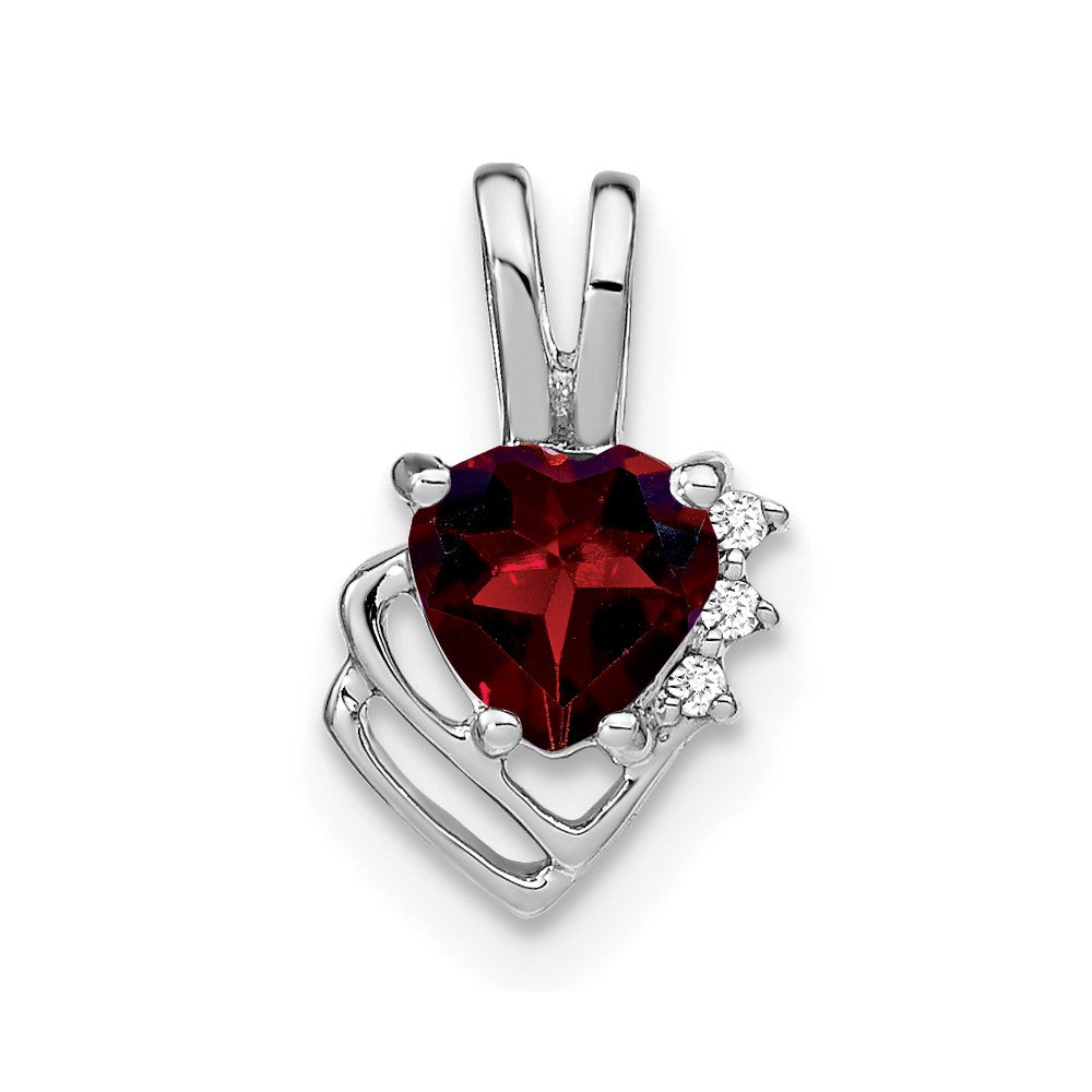 14k White Gold Garnet and Diamond Pendant