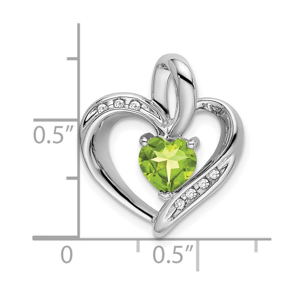 10k White Gold Peridot and Diamond Heart Pendant