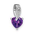14k White Gold Amethyst and Diamond Heart Pendant