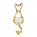 14k Created Opal and Diamond Cat Pendant