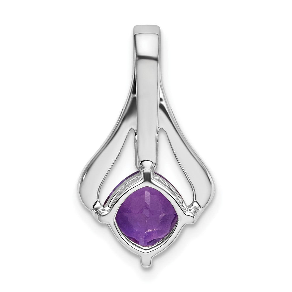 14k White Gold Amethyst and Diamond Pendant